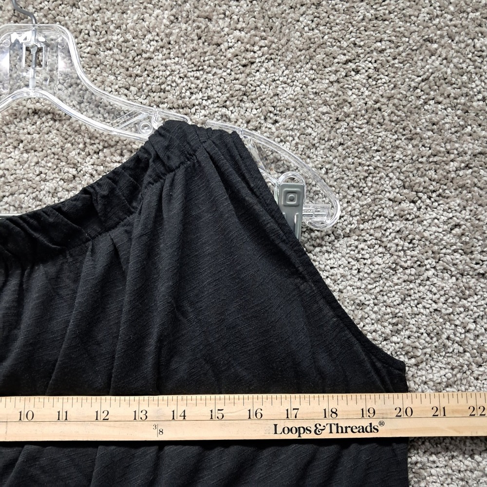 Ann Taylor LOFT Womens Black Bubble Hem Sleeveless Gathered Neck Tank Top Size M - Picture 6 of 7